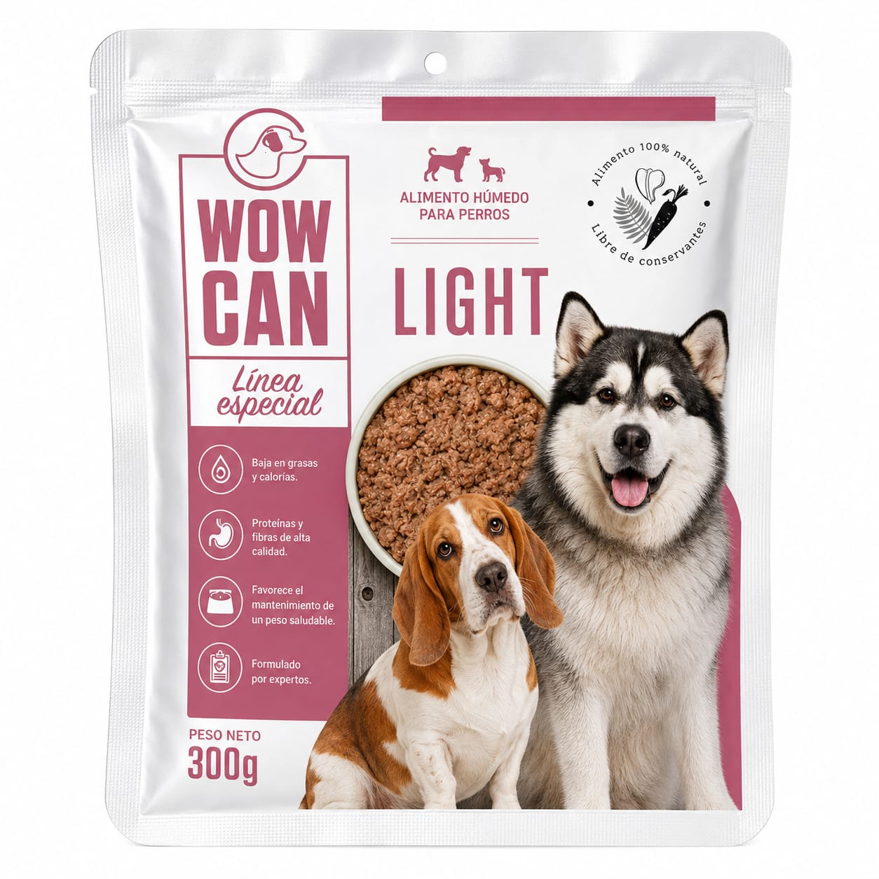 Wow Can Light Alimento Natural Cocinado al Vapor 300 gr